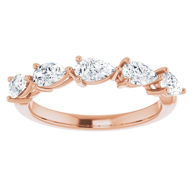1.25 ct. Pear Cut Diamond Wedding Band 5 Stone Anniversary Ring-VIRABYANI